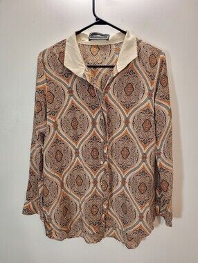 Malene Birger Oniva Top 100% Silk Paisley Mandala Printed Blouse - Size 36